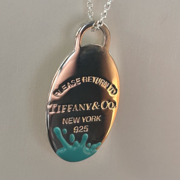 NWT Tiffany & Co. Blue Splash Oval Tag Mixed Bead Chain Necklace 36 Inches - Picture 2 of 11